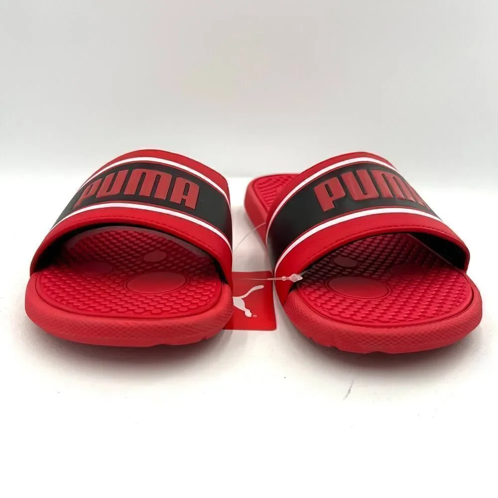 PUMA Unisex Cool Cat Slide Sandal High Risk Red Black White Size 4